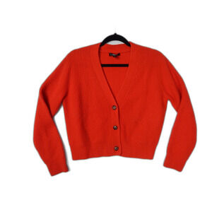 Aqua Cashmere Button Front Ribbed Sweater Cashmere V-Neck Cardigan Medium